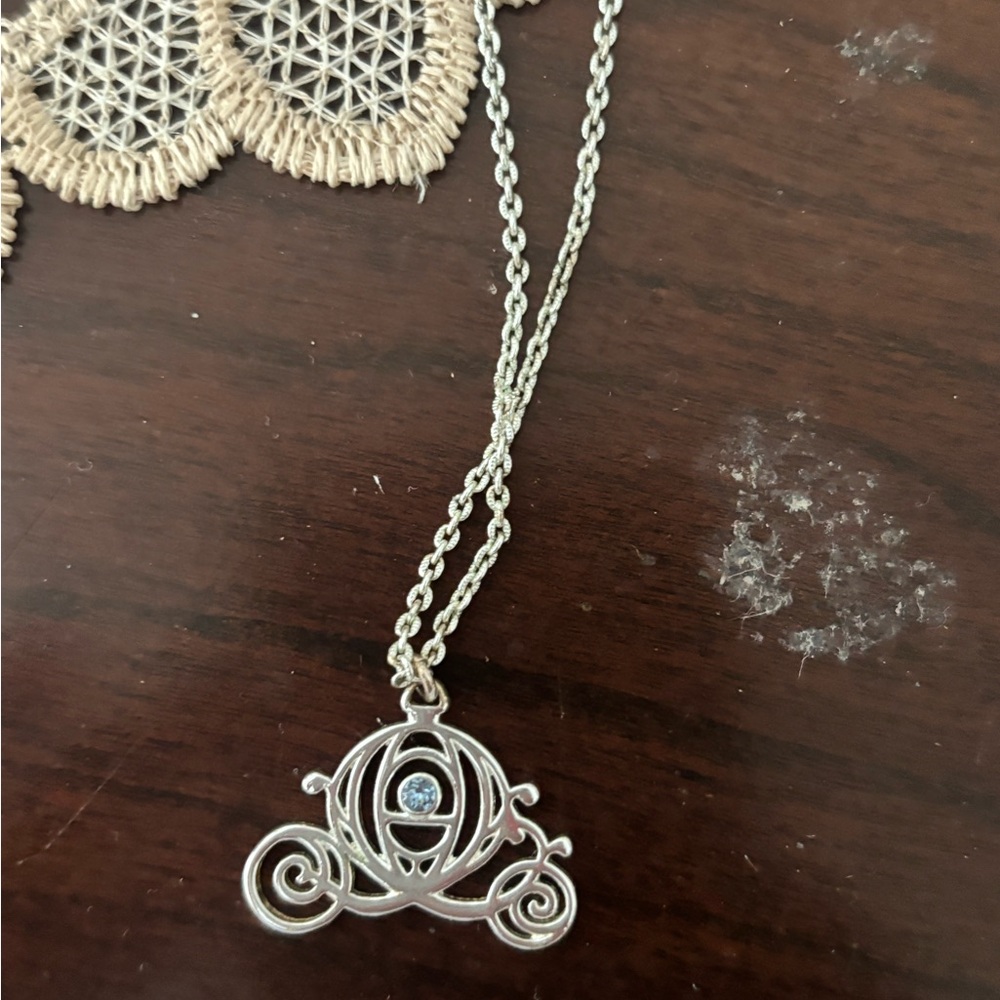 Disney Cinderella Silver Carriage Pendant Necklace